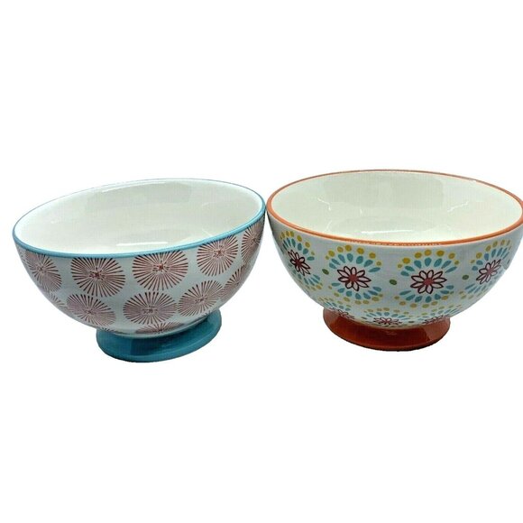 Four Pioneer Woman Cereal Soup Bowls Floral & Dots - Picture 7 of 12